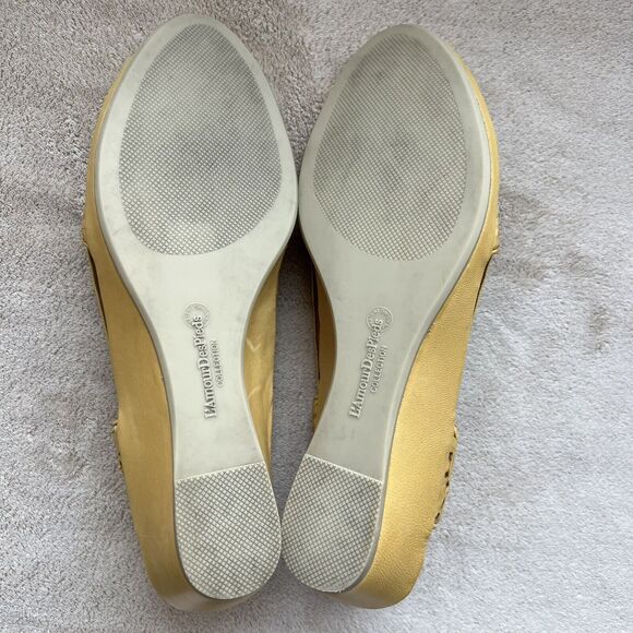 L’amour Des Pieds Bainya Gold Mustard Yellow Leather Wedge Heel Sandal Women 8.5 - Picture 15 of 16